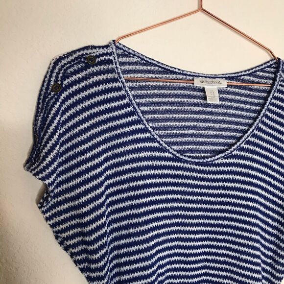 Motherhood maternity blue‎ and white sweater blouse - Picture 2 of 5